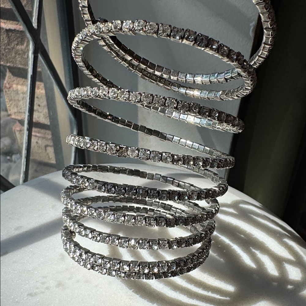 Sparkling Silver Rhinestone Bangle - image 2